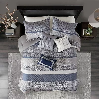 7pc King Harmony Jacquard Comforter Set - Navy • $57.99