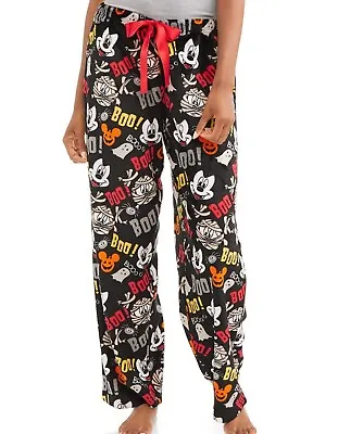 Womens Disney Mickey Mouse Soft Plush Fleece Pajama Pants Halloween Ghost M-3XL • $15