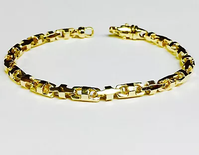 14K Yellow Gold Handmade 5mm Anchor Mariner Bracelet 10  Approx 31g Lob • $2705.79