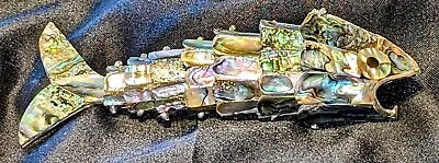 Vintage 6.5” Mother Of Pearl Abalone Jointed Articulated Fish Bottle Opener Wow • $68.43