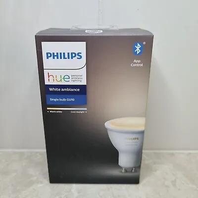 Philips Hue GU10 Smart Bluetooth Wi-Fi LED 5W Globe/Light Bulb White Ambiance  • $59.90