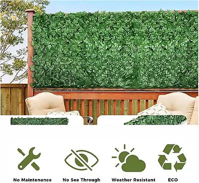 15M Roll Artificial Hedge Garden Fake Ivy Leaf Privacy Fence Screening WallPanel • £8.99