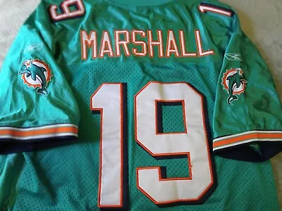 Miami Dolphins Aqua Jersey #19 Marshall Size 56 Stitched Smoke-free • $49.99