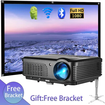 Smart HD Android Projector 1080p Video Wifi BT 7500lumen Home Theater HDMI*2 USB • $172.74