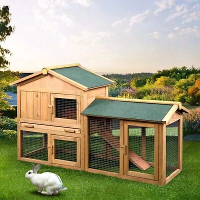 61  Wooden Chicken Coop Hen House Rabbit Wood Hutch Poultry Cage Habitat Sturdy. • $129.99