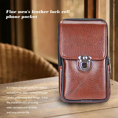 Men Leather Waist Belt Bag Pack Wallet Purse Mobile Cell Phone Bag Pouch Pocket • £8.78