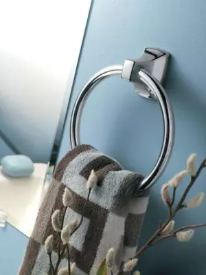 Contemporary Towel Hanging Ring Holder Rack In Chrome Silver 22 Lbs • $4.99