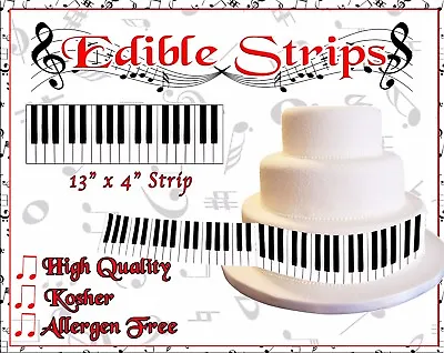 Edible Piano Keys Strips For Cakes Sugar Paper Frosting Images Music Wraps Easy • $7