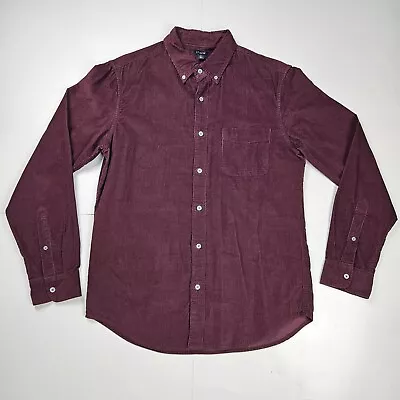 J.Crew Corduroy Shirt Men's Medium Red Long Sleeve Button Down Pocket Preppy  • $22