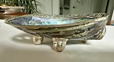 Vintage Silver Plated Footed Abalone Shell Dish - Soap Dish Or Candy Dish • $25
