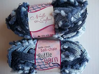 Needle Crafters Wide Mesh Ball Chain Ruffle Yarn Midnight Blue Lot Of 2  • $14.99