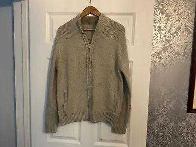 M & S Mens Stone Full Zip Cardigan Jumper Size M Medium Worn Once • £19.99