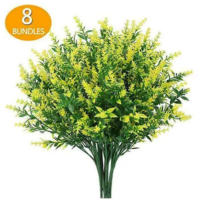 8 Bundles Artificial Flowers Plastic Fake Outdoor Plants Faux UV Resistant • £5.69