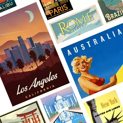 Retro Vintage Travel Poster Prints Tourism Holiday Home Art Decor Cities A4 A5 • £2.50