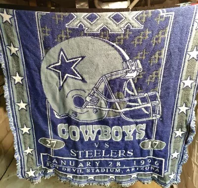 Dallas Cowboys Super Bowl XXX Tapestry Throw Blanket 42  X 54  • $18.99