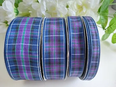 Tartan Ribbon Pride Of Scotland MODERN 10mm 16mm 25mm Or 37mm Purple Tones • £3