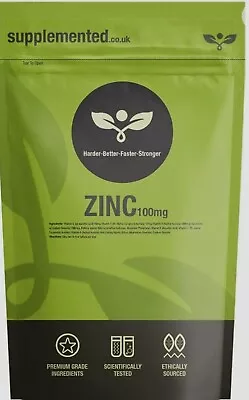 Zinc Max Strength 100mg 180 Tablets Vegan Supplement Zinc Citrate Immune Support • £5.50