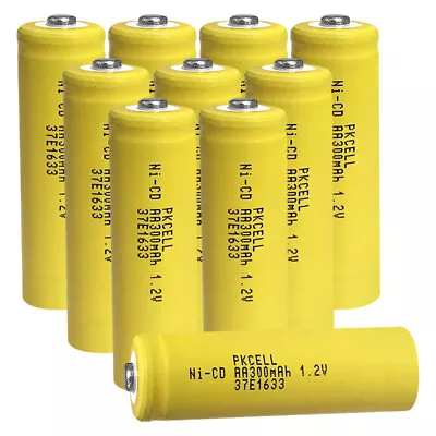 10 Pcs PKCELL AA 300mAh Ni-Cd Ni-Cad 1.2V Rechargeable Battery RC Solar • $11.50