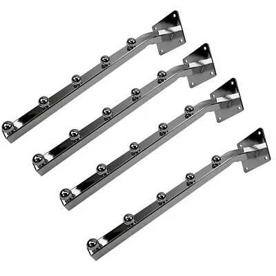 $30.50 • Buy 14  Chrome 5 Ball Waterfall Faceout Hook Wall Mount System Square Tubing 4Pc Set