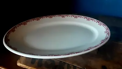 1923-1946 Jackson China Restaurant Ware Vitrified Red Geometric Oval Platter 11  • $19.99