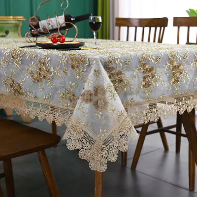 $19.88 • Buy Luxury Table Cloth Lace Embroidery Rectangular Tablecloth Wedding Table Cloths
