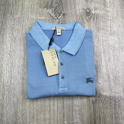 Burberry Brit  Blue Short Sleeve Polo Collared Shirt Mens Size Large New • $134.99