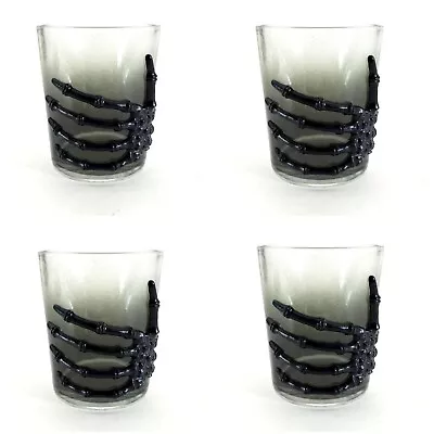 Skeleton Shot Glass Halloween Skull Hand Party Set Of 4 Glasses New • $17.89