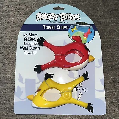 £9.88 • Buy ANGRY BIRDS Towel Clips Yellow And Red Birds 2 Piece Set Brand New B4