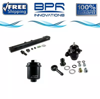 AEM Adj Pressure Regulator +  HV Fuel Rail + D16Y8 Filter For 96-00 Honda Civic • $466.33