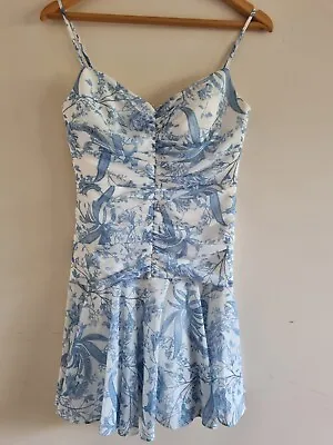 $30 • Buy FOREVER NEW Womens Blue White Floral Sleeveless Dress Size 8 BNWOT