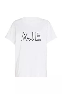 Aje Crafted Tee Women's S/Slv Loose-fit Cotton Jersey Top Applique Logo T-shirt • $62.99