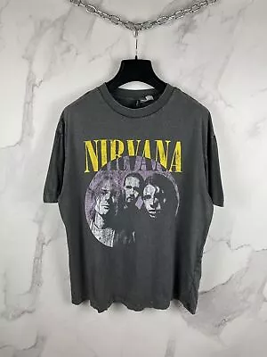 H&M X Nirvana Big Logo T Shirt Oversized Fit Size L • £43.39