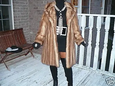 Stylish Demi Full Length Stone Marten Sable Fur Coat Jacket Stroller S-M 2-9 • $1999.99