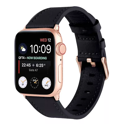 $20.91 • Buy For Apple Watch Series 7 6 5 4 SE Lychee Leather 45 41 42 38mm Strap IWatch Band