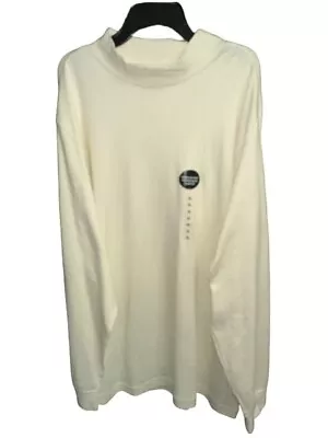 Roundtree & Yorke Shirt XL Ivory Mock Turtleneck Seamless Neck Long Sleeve • $8.65