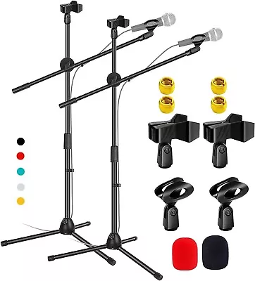 5Core 2x Microphone Stand Dual Mic Clip Boom Arm Foldable Tripod Height Adjust • $29.99