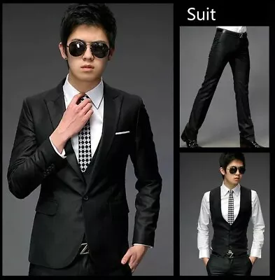 $19.99 • Buy New Mens Clothes Luxury Stylish Slim Fit Sexy Blazer Top Suits Jacket+Vest+Pant