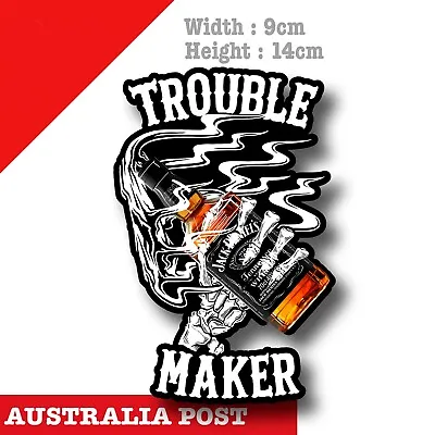 $7 • Buy Jack Daniels Whiskey Skull - Trouble Maker, Whiskey, Fridge, Bar Vinyl Sticker
