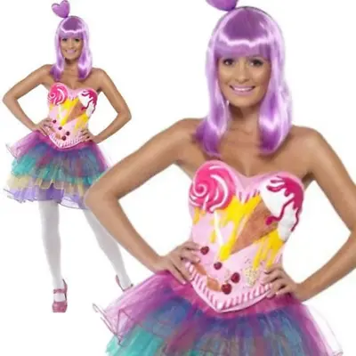 Candy Queen Costume Ladies Katy Perry Fancy Dress Pop Star Diva Outfit • £38.99