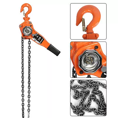 3t/3000kg Chain Block Hoist Ratchet Hoist Ratchet Lever Pulley Lift Tool Orange • £105.19