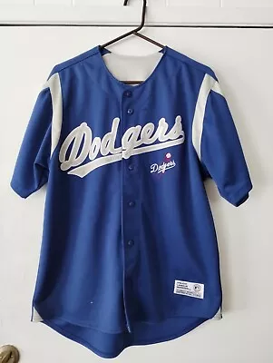 LA Dodgers Jersey Men's Large Blue Button Front Dynasty Blank Baseball MLB • $10