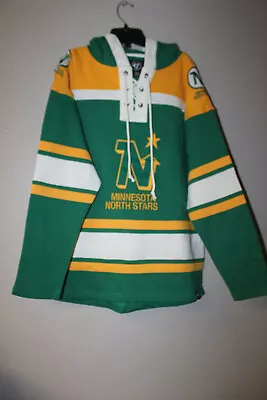 New NHL Minnesota North Stars Old Time Jersey Style Cotton Hoodie Men's S • $71.99