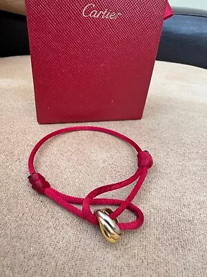 Cartier Trinity Red Silk Cord Bracelet 18k Yellow Rose White Gold • $650