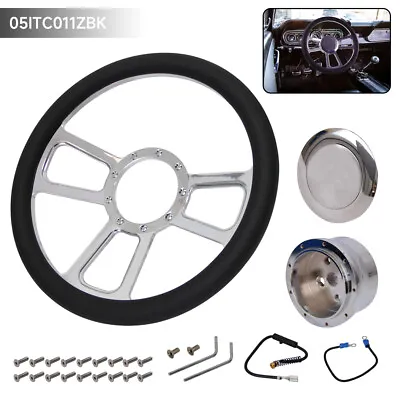 14  9-Bolt Chrome W/Half Wrap PVC Steering Wheel + Adapter For Chevy/GM 69-94 • $144.31