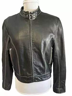 Vintage Wilsons Leather Maxima Motorcycle Jacket Black Moto Size L/XL • $69.99