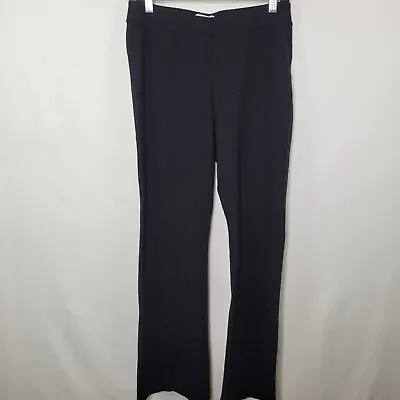 Elle Black Elastic Waist Wide Bottom Pull On Rayon Nylon Pants Women's Size 8 • $9.99