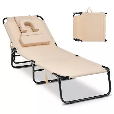 Folding Face Down Tanning Chair Beach Lounge Chair With Face Hole • $75.99