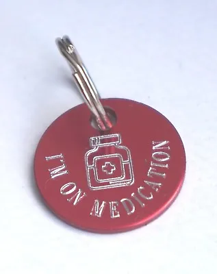 On Medication Cat Id Tag Pet Medical Alert Personalised On Reverse -  Red Tag • £4.99