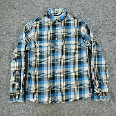 Mossimo Supply Co Button Shirt Men's Medium Blue Black Plaid Flannel Long Sleeve • $9.99