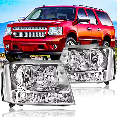 Fit For 2007-2014 Chevy Avalanche Tahoe Suburban Clear Corner Chorme Headlights • $79.99